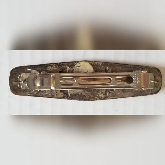 Vintage Signed Navajo Handcrafted Sterling Silver & Turquoise Hair Barrette - Picture 4 of 4